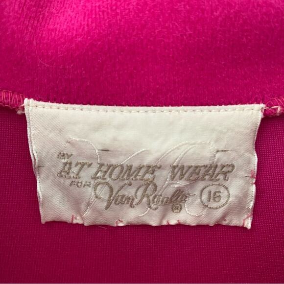 Vintage 70s Van Raalte At Home Wear Robe Duster Hostess Pink Red 16 Housecoat - Picture 11 of 11
